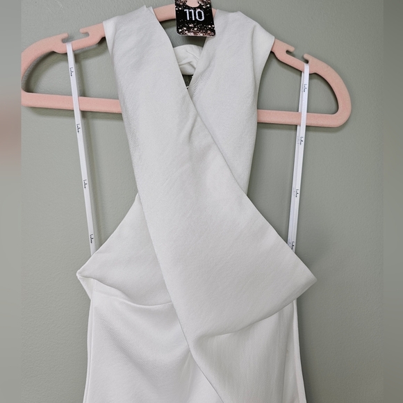 Lulus Beyond Classy White Satin Halter Midi Dress, XS - Picture 9 of 10